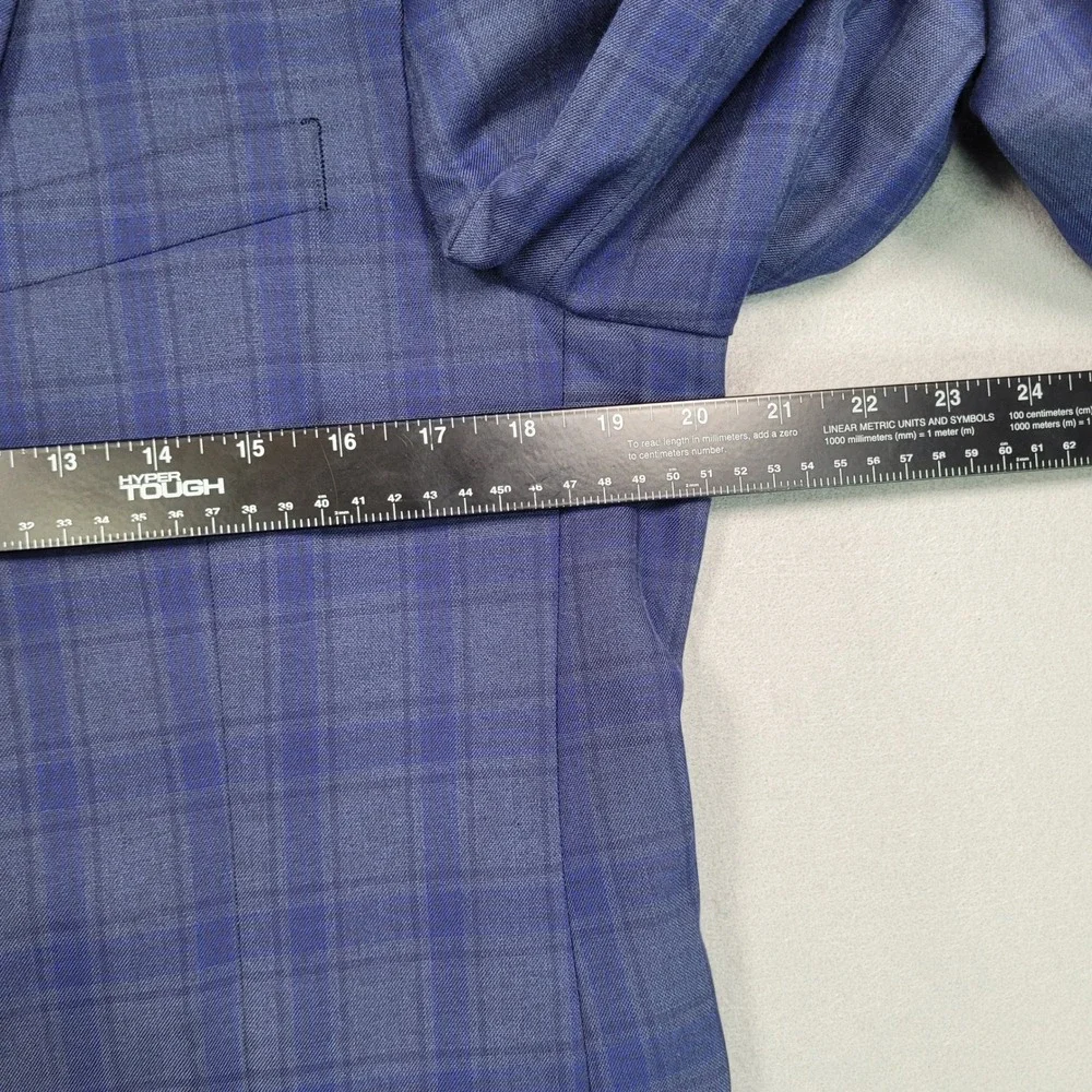 Kenneth Cole Reaction Mens Blue Plaid Two Button Blazer Sport Coat 40R DTC 314